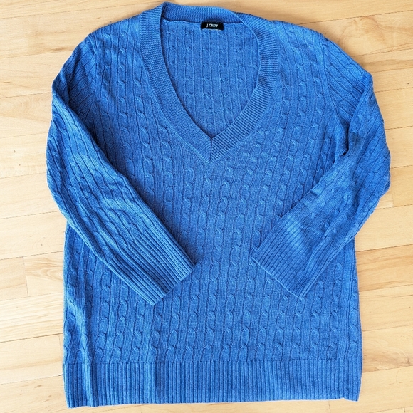 J. CREW Blue Cable Sweater size: SMALL - Picture 1 of 5